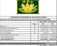 MDG Statement of Comprehensive Income